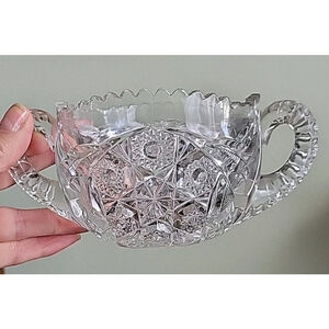 Vintage Heavy Cut Glass Elegant Sugar Bowl,excellent Condition